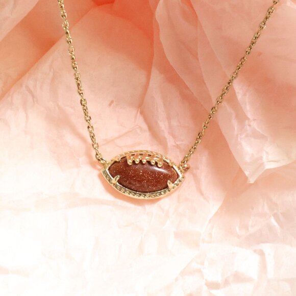 Kendra Scott Football Orange Goldstone Short Necklace - Picture 2 of 2